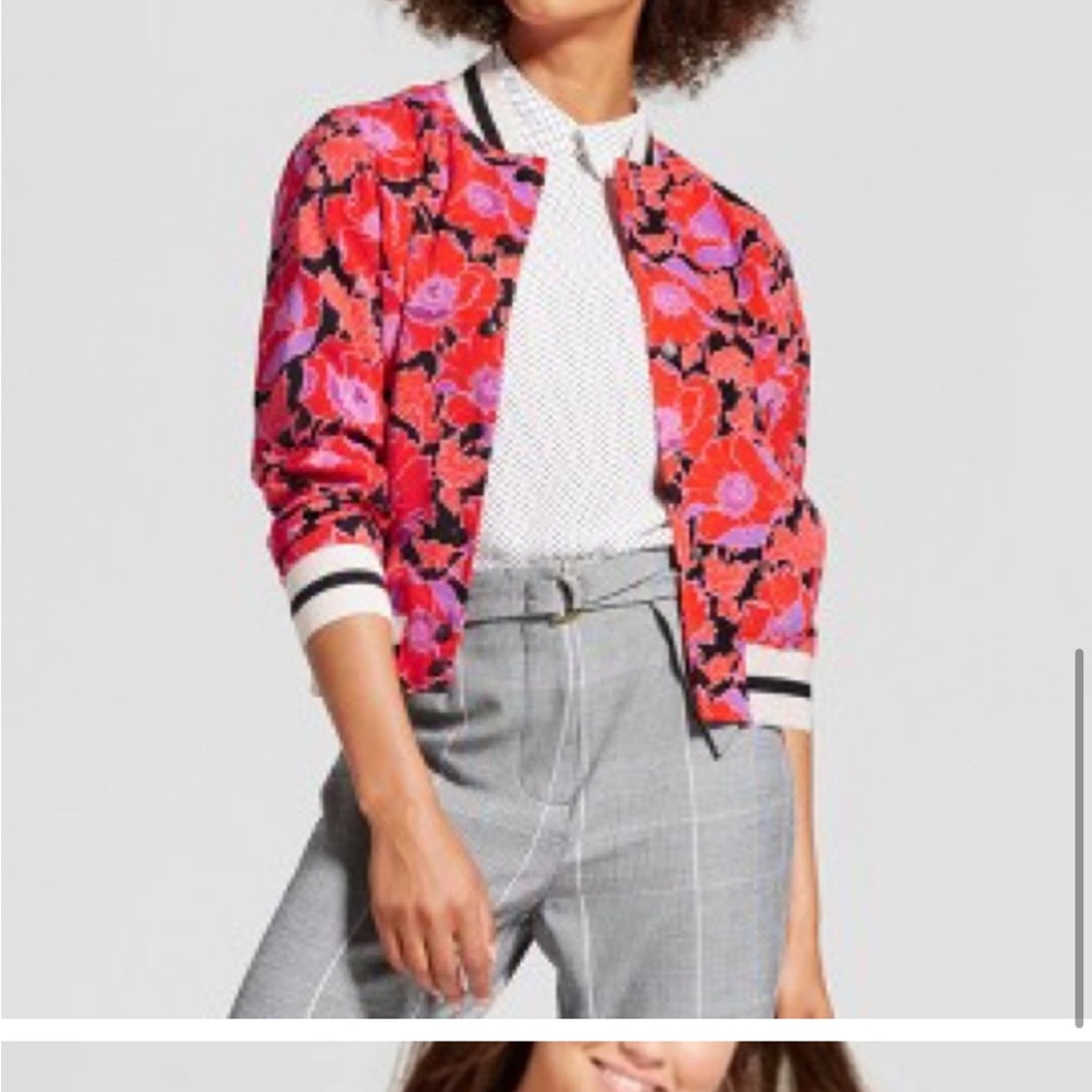 Who What Wear Floral Bomber Varsity Jacket